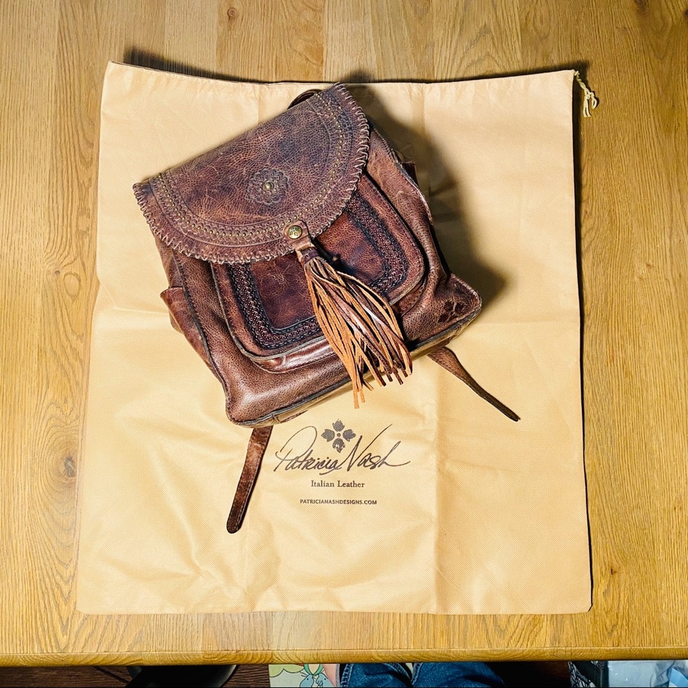 Patricia Nash Italian brown leather backpack purse